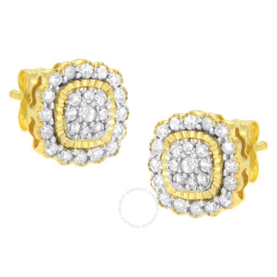 Women's 925 Sterling Silver Piercing CZ Diamond Studded Screwback 14K Yellow Plated Stud Earrings Women's 925 Sterling Silver Piercing CZ Diamond Studded Screwback 14K Yellow Plated Stud Earrings